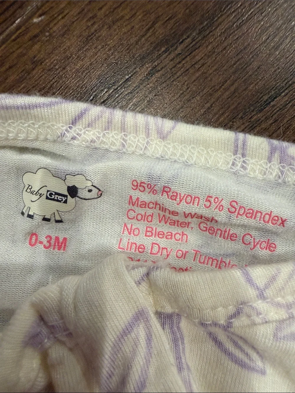 Baby Grey Footed Onesie 0-3 Months with Purple Flowers - C39-123
